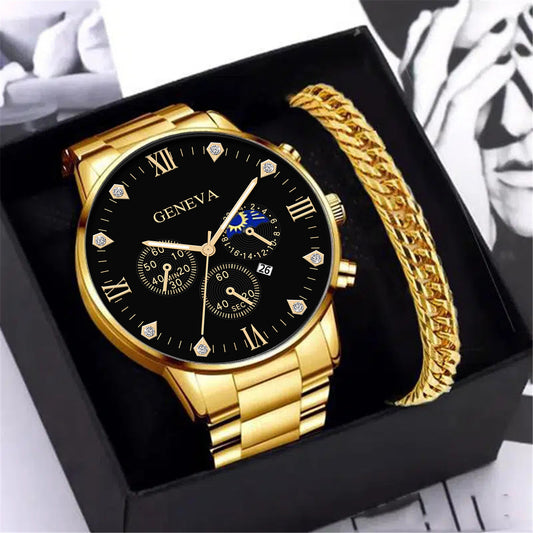Fashion Business Men's Steel Belt Watch Band Bracelet - FASHIONKULTUR