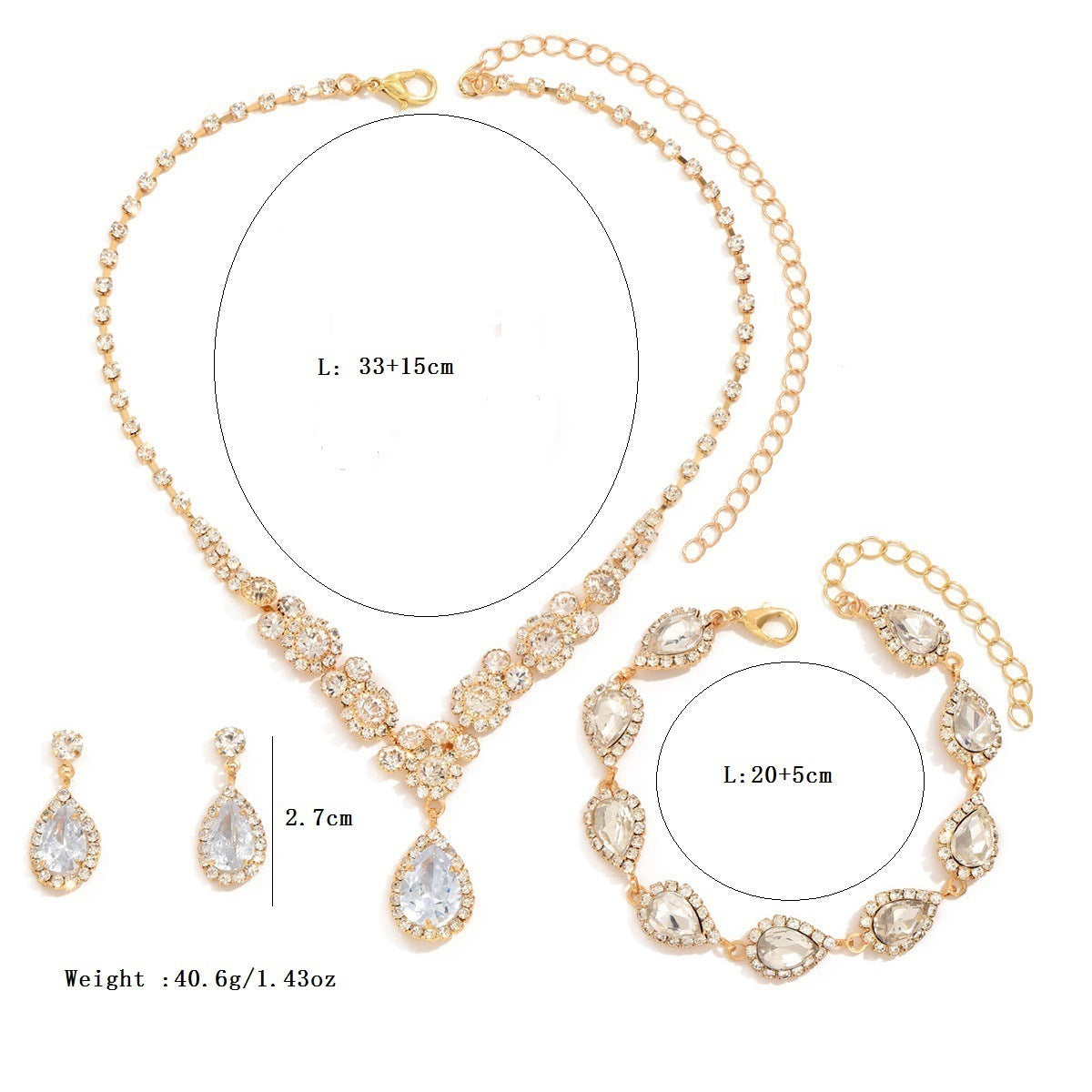 Fashionable Golden Rose Gold Three-piece Set - FASHIONKULTUR