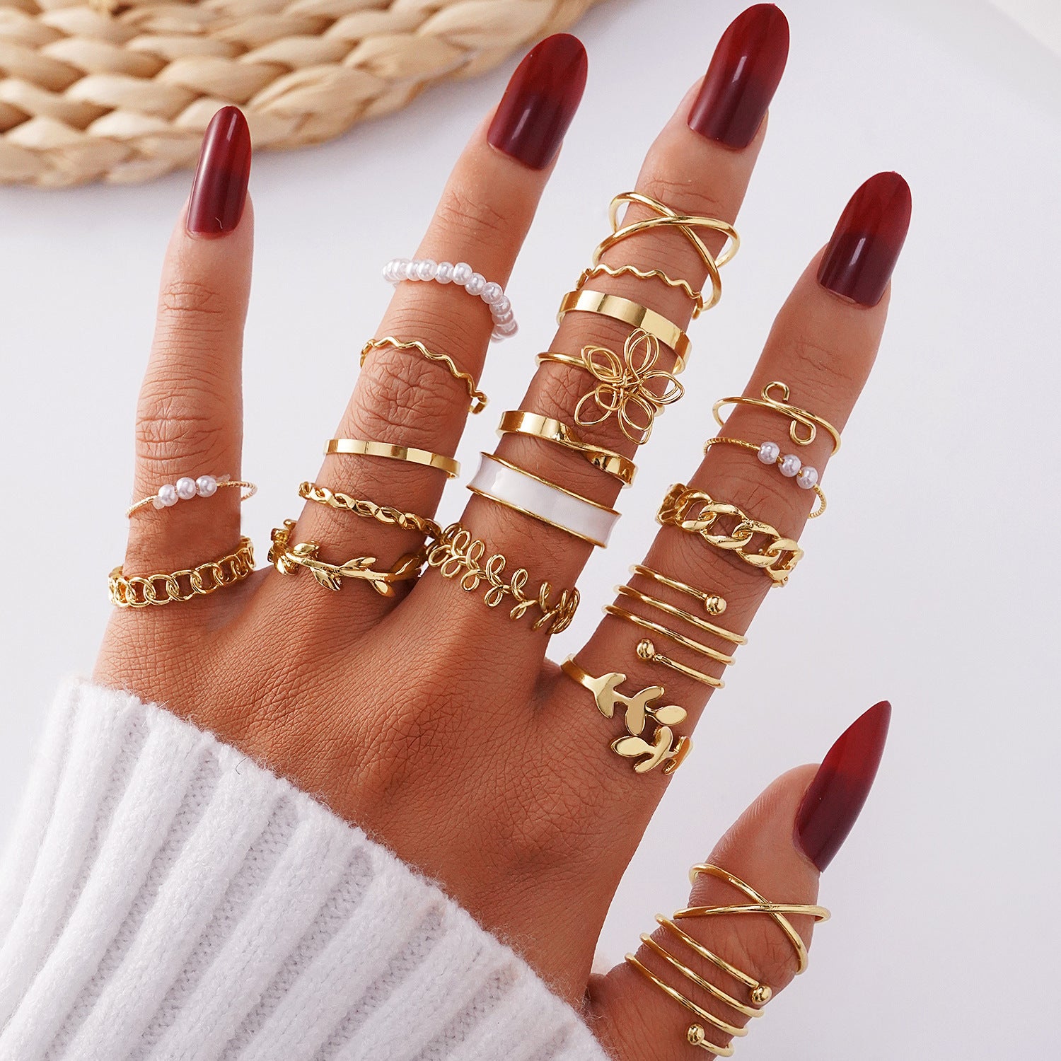 Ring Female Niche Senior Knuckle Ring 23 Pieces Suit - FASHIONKULTUR