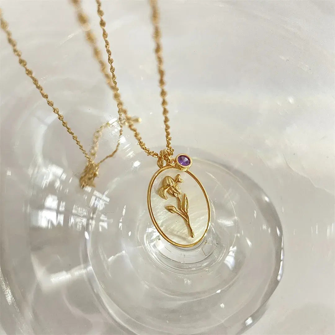 Birthstone Flower Pendant Necklace - FASHIONKULTUR