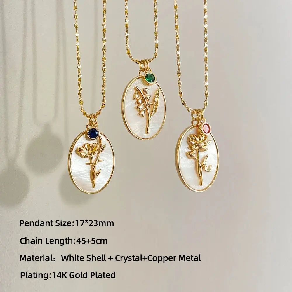 Birthstone Flower Pendant Necklace - FASHIONKULTUR
