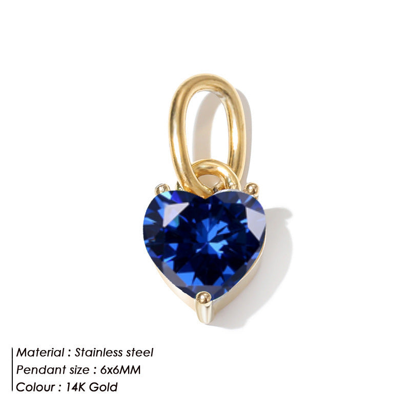 Stainless Steel Heart-shaped Zircon Pendant Diy Ornament Accessories - FASHIONKULTUR