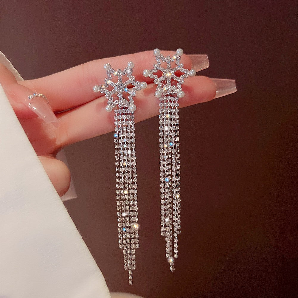Sterling Silver Needle Light Luxury Pearl Earrings Graceful Personality - FASHIONKULTUR