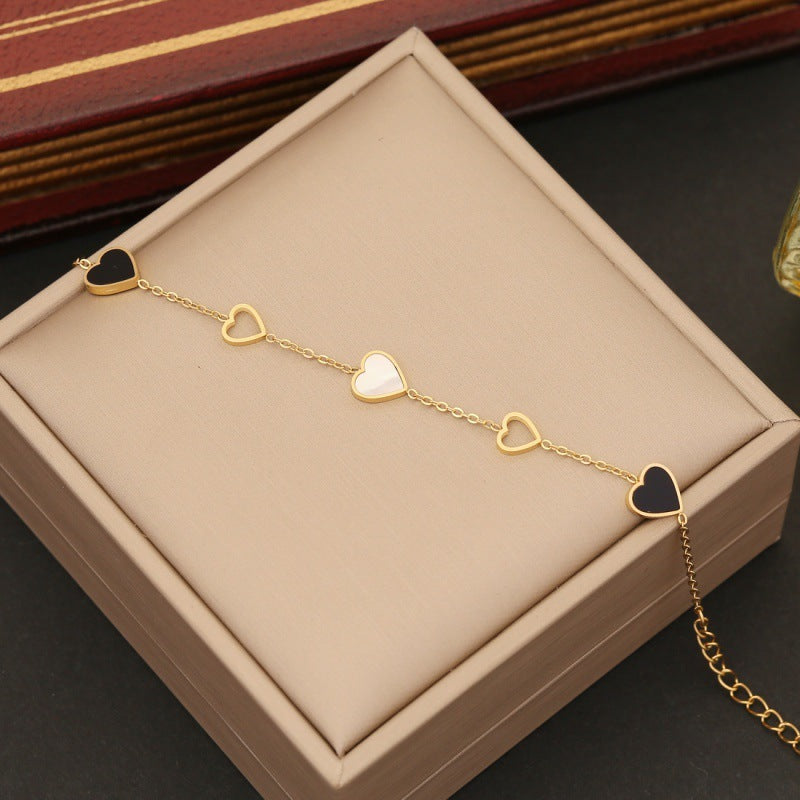 Black Love Jewelry Suit Stainless Steel Clavicle Chain - FASHIONKULTUR