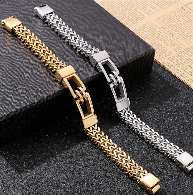 Rock Hip Hop Hand In Hand Men's Titanium Steel Bracelet - FASHIONKULTUR