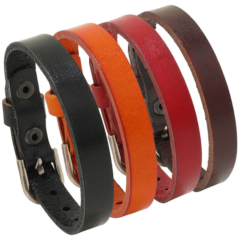 Simple Retro Multi-color Adjustable Cattle Leather Bracelet - FASHIONKULTUR