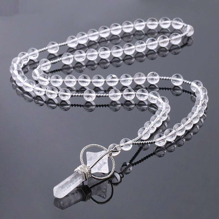 Natural White Crystal Column Natural Stone Necklace - FASHIONKULTUR