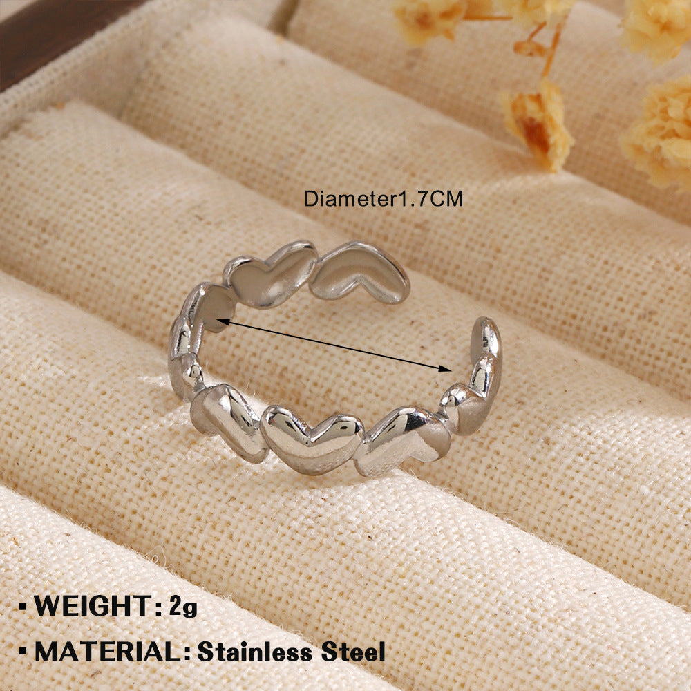 Fashion Stainless Steel Simple Heart-shaped Open Ring - FASHIONKULTUR