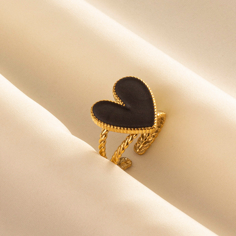 304 Stainless Steel French Retro Love Oil Dripping Ring Special-interest Design - FASHIONKULTUR