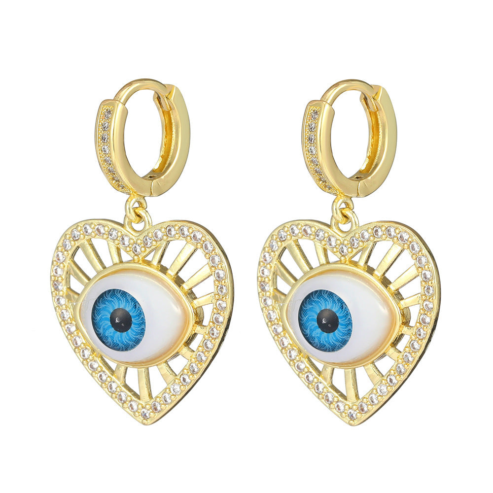Personalized Blue Eye Color Preserving Bronze Micro Set Earrings - FASHIONKULTUR