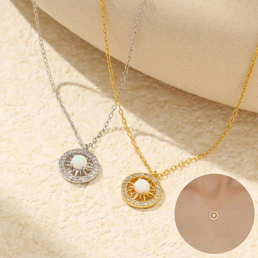 Fashion Jewelry Niche Moon And Sun Necklace Silver Opal Celtic Moon Necklace Sun Necklace Asterism Diamond - FASHIONKULTUR