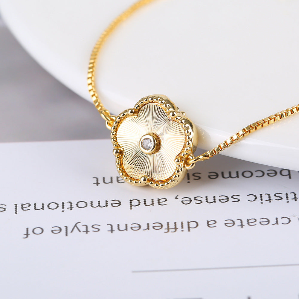 Gold Flower Bracelet Ring Earrings Women's Jewelry Set - FASHIONKULTUR