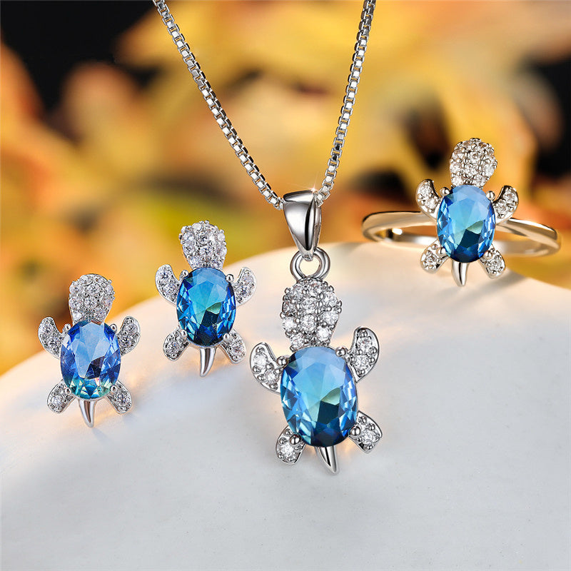 Fashion Oval Zircon Pendant Turtle Shape Necklaces With Rainbow Stone Multicolor Animal Necklace Jewelry For Woman And Children - FASHIONKULTUR