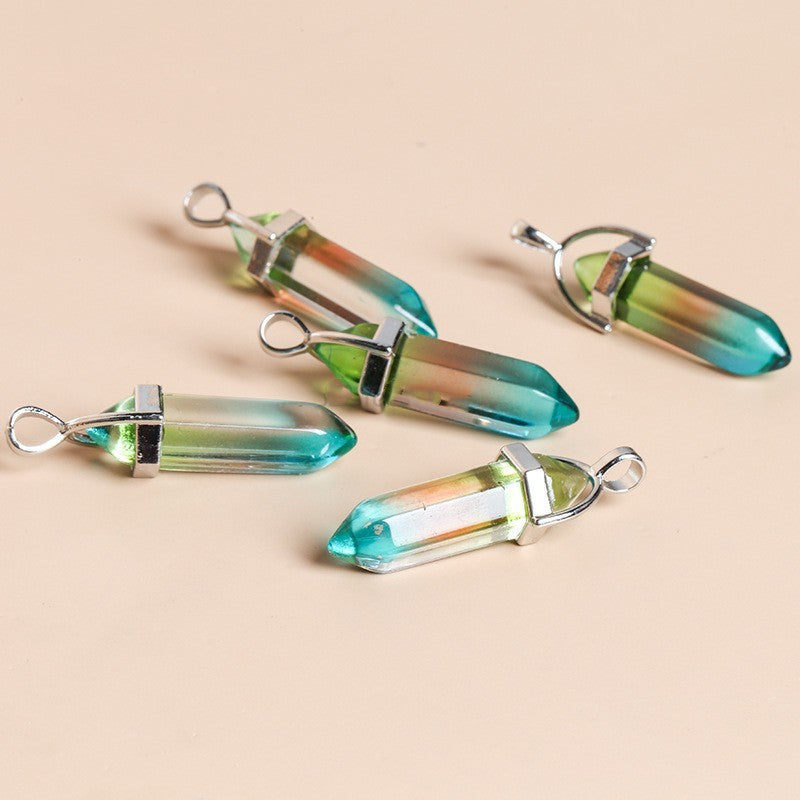 Multicolor Glass Hexagonal Column Pendant - FASHIONKULTUR