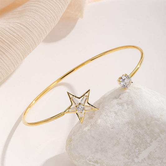Fashion Women's Bracelet Five-pointed Star Copper Inlaid Zircon - FASHIONKULTUR