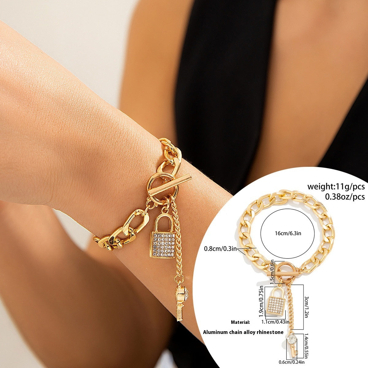 Thick Chain With Shiny Lock And Key Pendant Necklace For Women Trendy Ladies Accessories On The Neck Fashion Jewelry Female - FASHIONKULTUR
