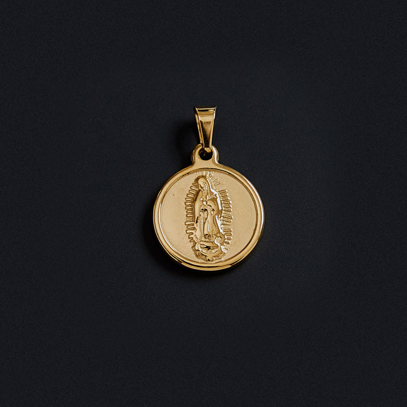 Portrait Coin Cross Peach Heart Angel Retro Pendant - FASHIONKULTUR