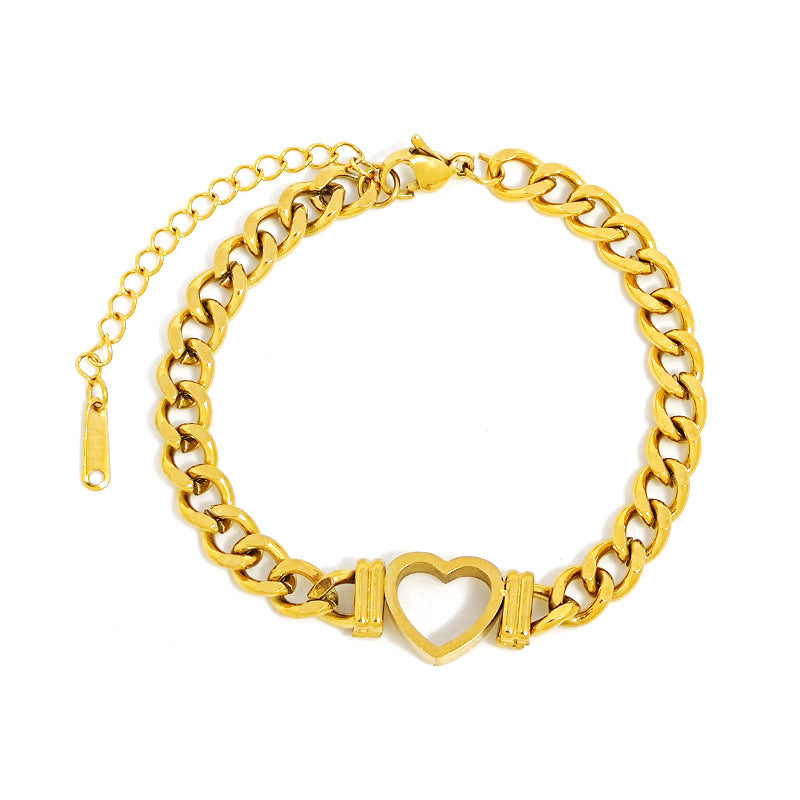 Stainless Steel Heart-shaped Necklace Bracelet Gift Set - FASHIONKULTUR