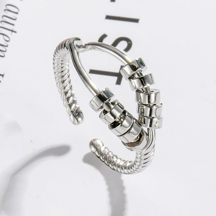 Rotating Ring Simple Vintage Two Layer Cross - FASHIONKULTUR
