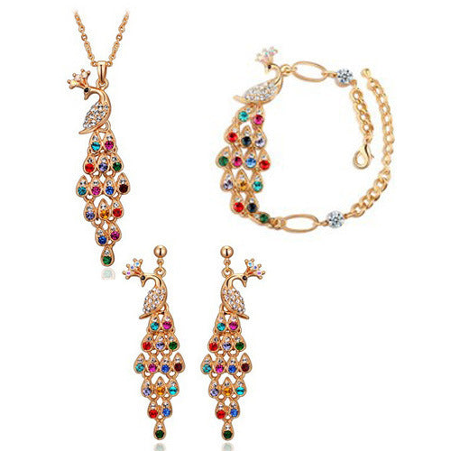 Creative Crystal Peacock Bridal Jewelry Set - FASHIONKULTUR