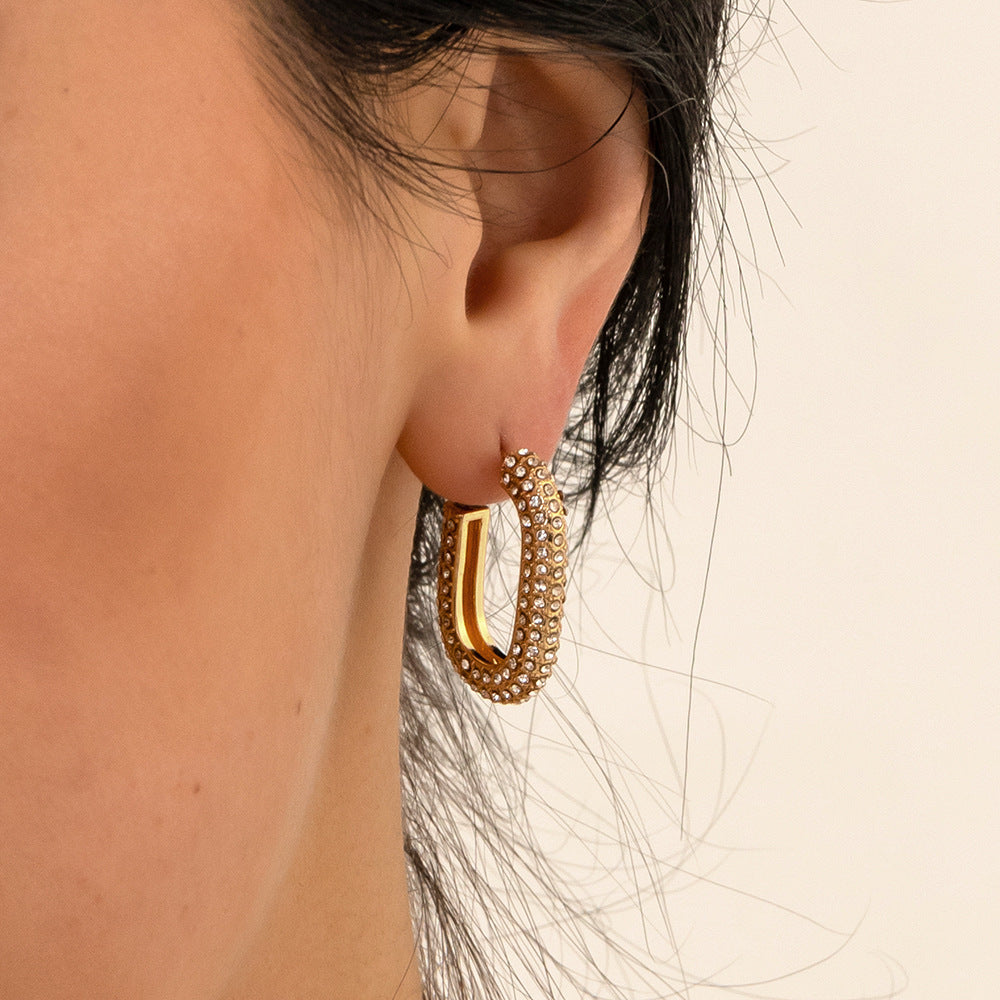 Stainless Steel 18K Gold Plating Twist-knot Earrings With Diamonds - FASHIONKULTUR