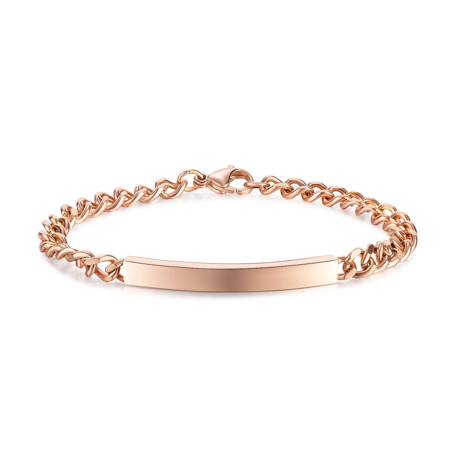 Titanium Steel Curved Plate Rose Gold Plated Men's And Women's Bracelet Bracelet - FASHIONKULTUR