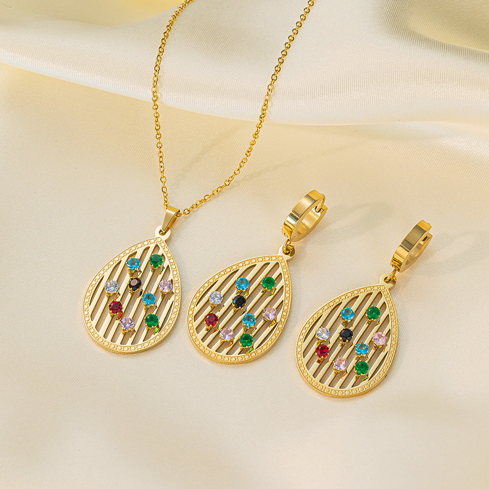 Stainless Steel Necklace Earrings Women's Jewelry Suit - FASHIONKULTUR