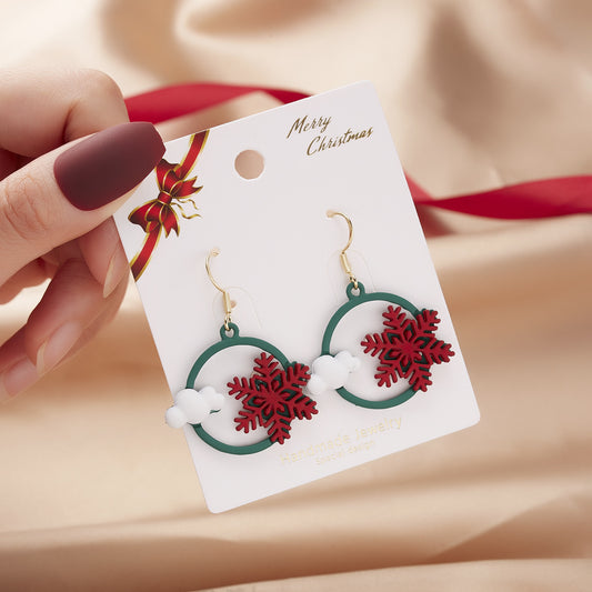 Foreign Trade Fashion Christmas Gingerbread Man Snowflake Earrings - FASHIONKULTUR