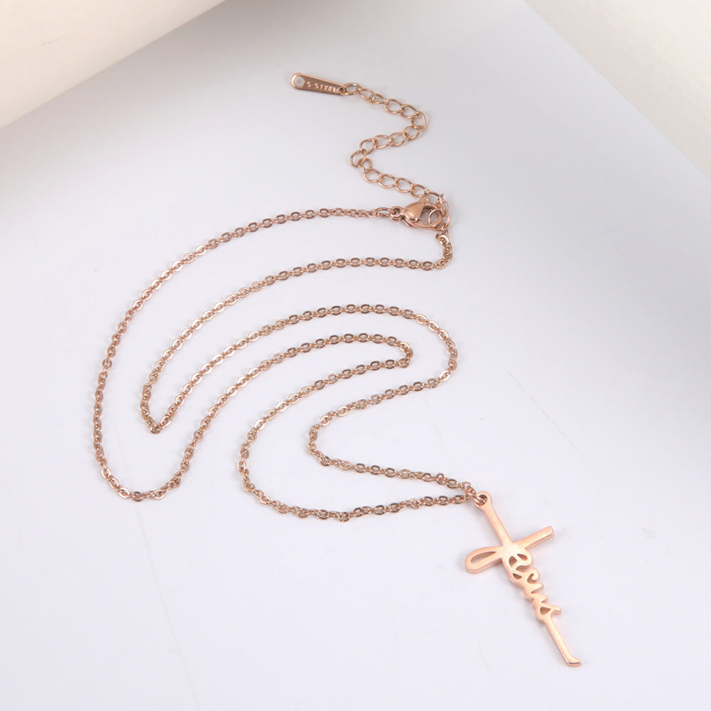 Cross Female Men's Stainless Steel Pendant Necklace - FASHIONKULTUR