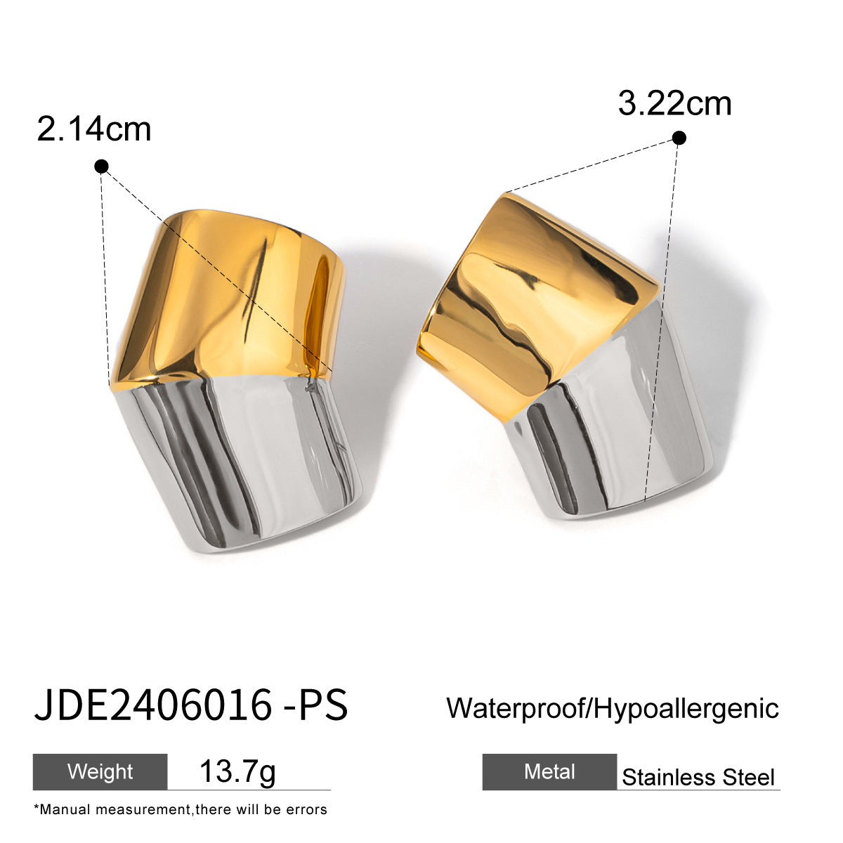 18K Gold Stainless Steel Geometric Ear Studs Niche - FASHIONKULTUR