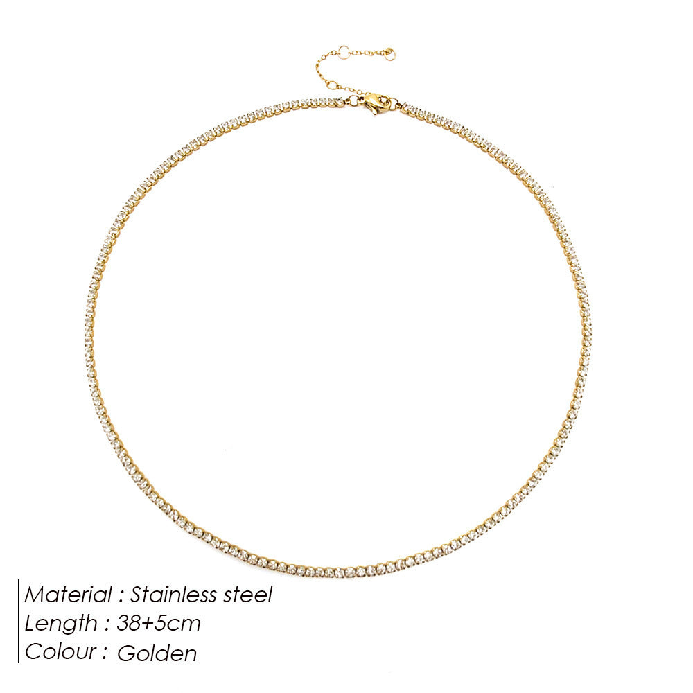 Round Zirconia Tennis Clavicle Necklace - FASHIONKULTUR