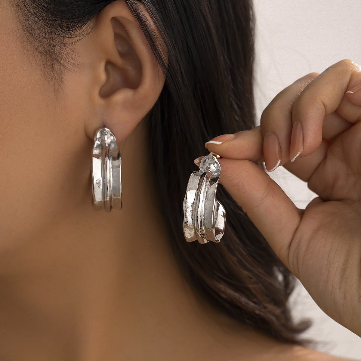 Niche Design Half Ring Stud Earrings Simple - FASHIONKULTUR