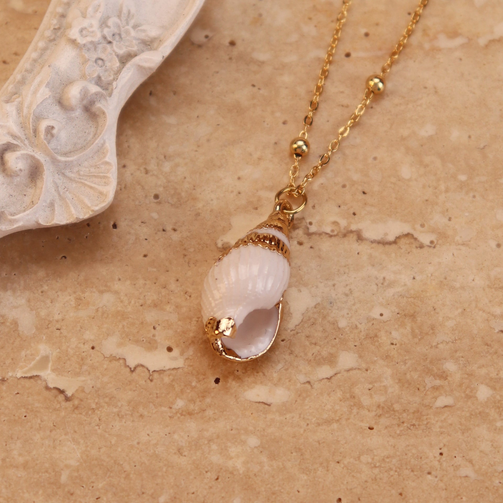 Non-fading Titanium Steel Pearl Shell Conch Necklace For Women - FASHIONKULTUR