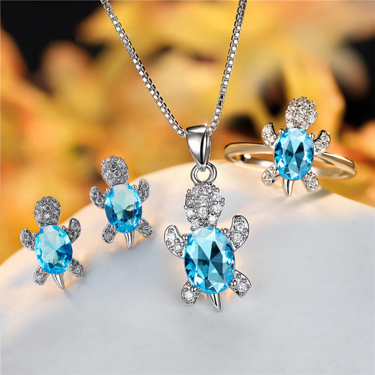 Fashion Oval Zircon Pendant Turtle Shape Necklaces With Rainbow Stone Multicolor Animal Necklace Jewelry For Woman And Children - FASHIONKULTUR