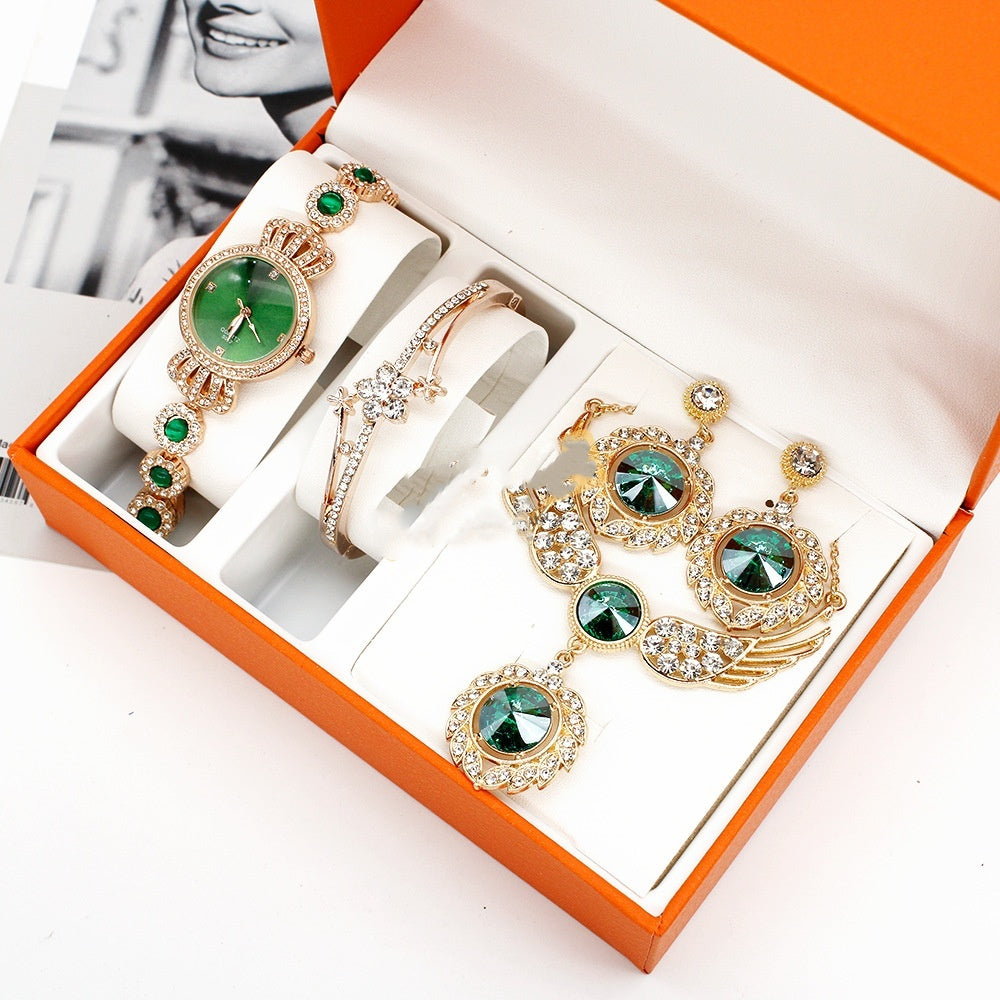 Women's Diamond Crown Watch Bracelet Jewelry Wings Necklace - FASHIONKULTUR