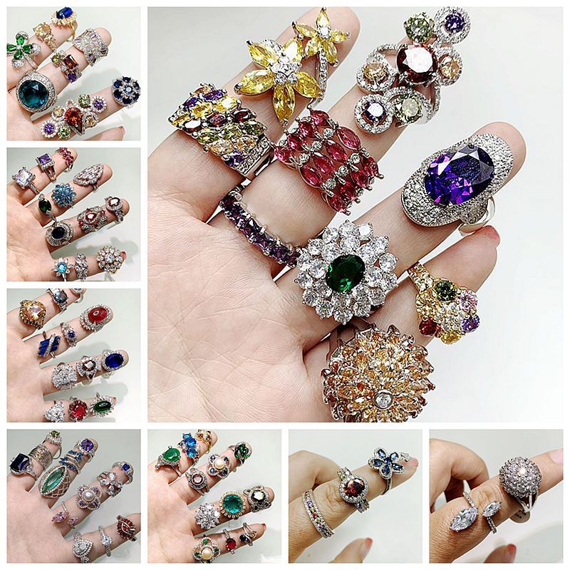 European And American Jewelry Exaggerated Fashion Micro-set Gem Ring - FASHIONKULTUR