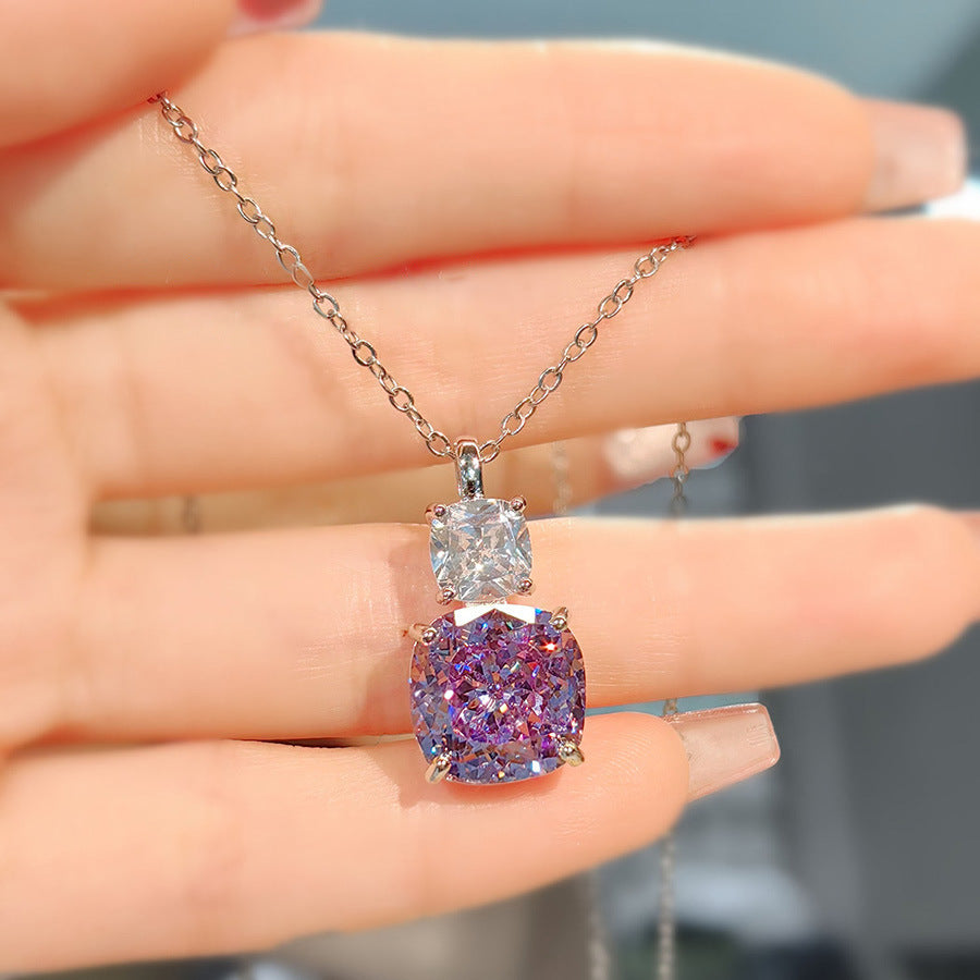 High Carbon Diamond Ice Flower Cut All-match Necklace - FASHIONKULTUR