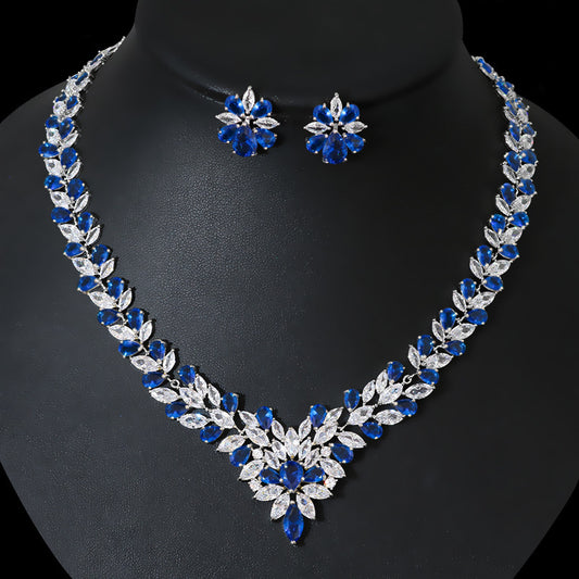 Bride Zircon Jewelry Necklace Earring Set - FASHIONKULTUR