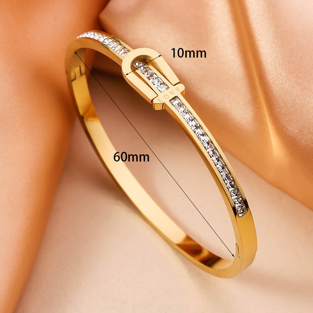 Gold Plating Exquisite Stainless Steel Bracelet Fashion Bracelet & Bangles For Women Lady Jewelry Charm Valentine's Gift - FASHIONKULTUR
