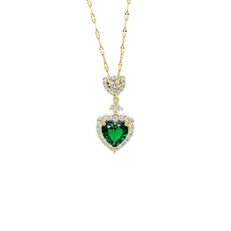 Simple Elegant Necklace Beccarite Inlaid Titanium Steel Clavicle Chain - FASHIONKULTUR