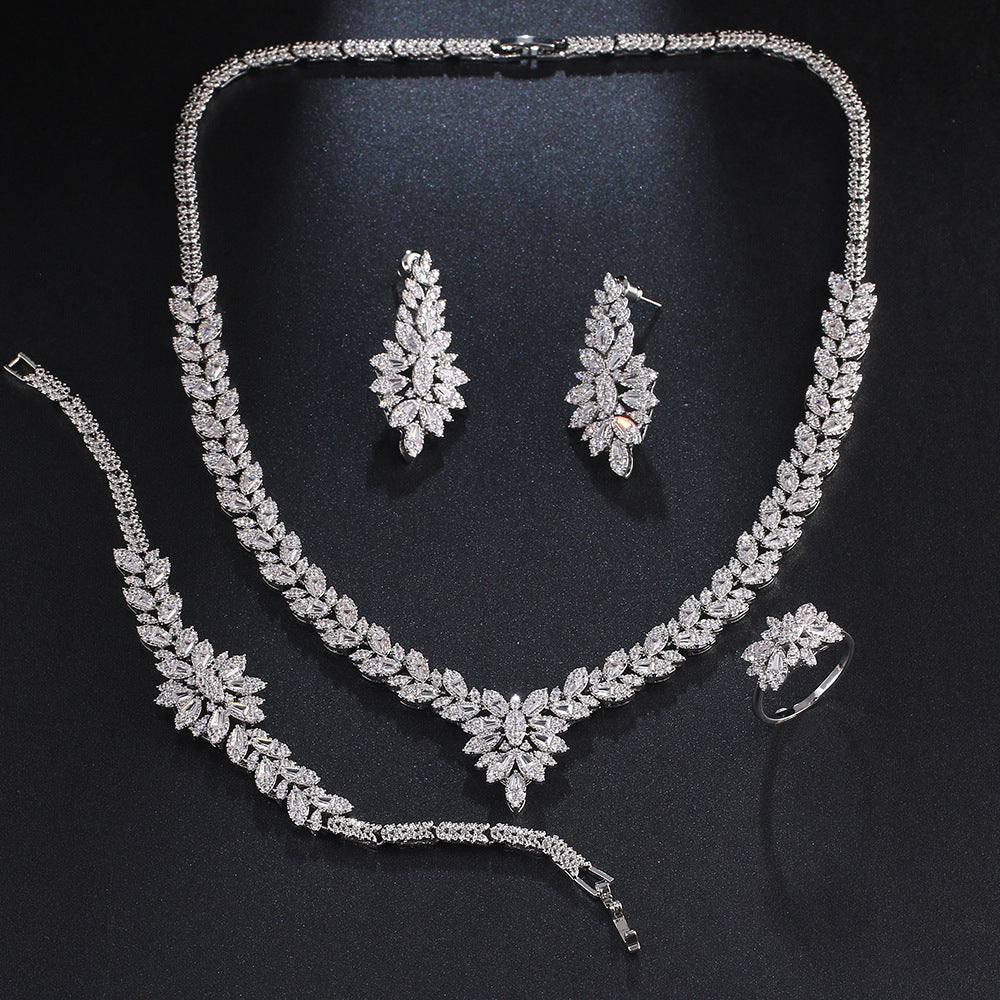 Zircon Bridal Tassel Jewelry Earring Set - FASHIONKULTUR