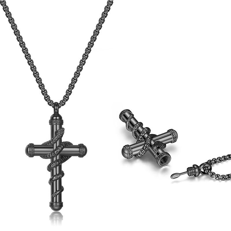 18k Gold Detachable Cross Snake Necklace Fashion Personality Clavicle Chain Necklace For Valentine's Day Loved Memorial Jewelry - FASHIONKULTUR