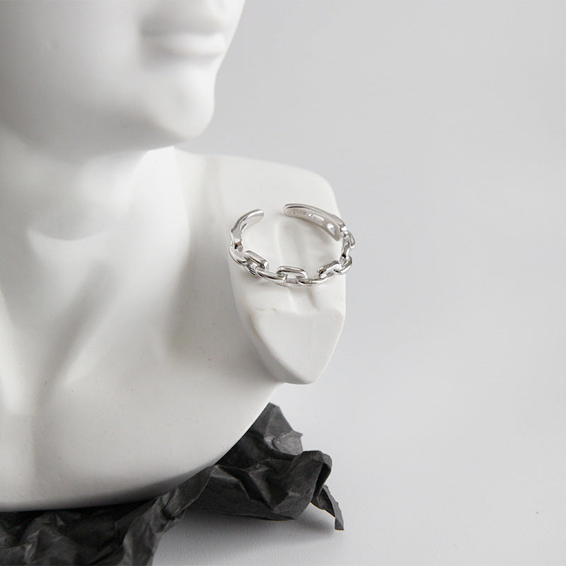 Chain cutout fine chain opening female ring - FASHIONKULTUR