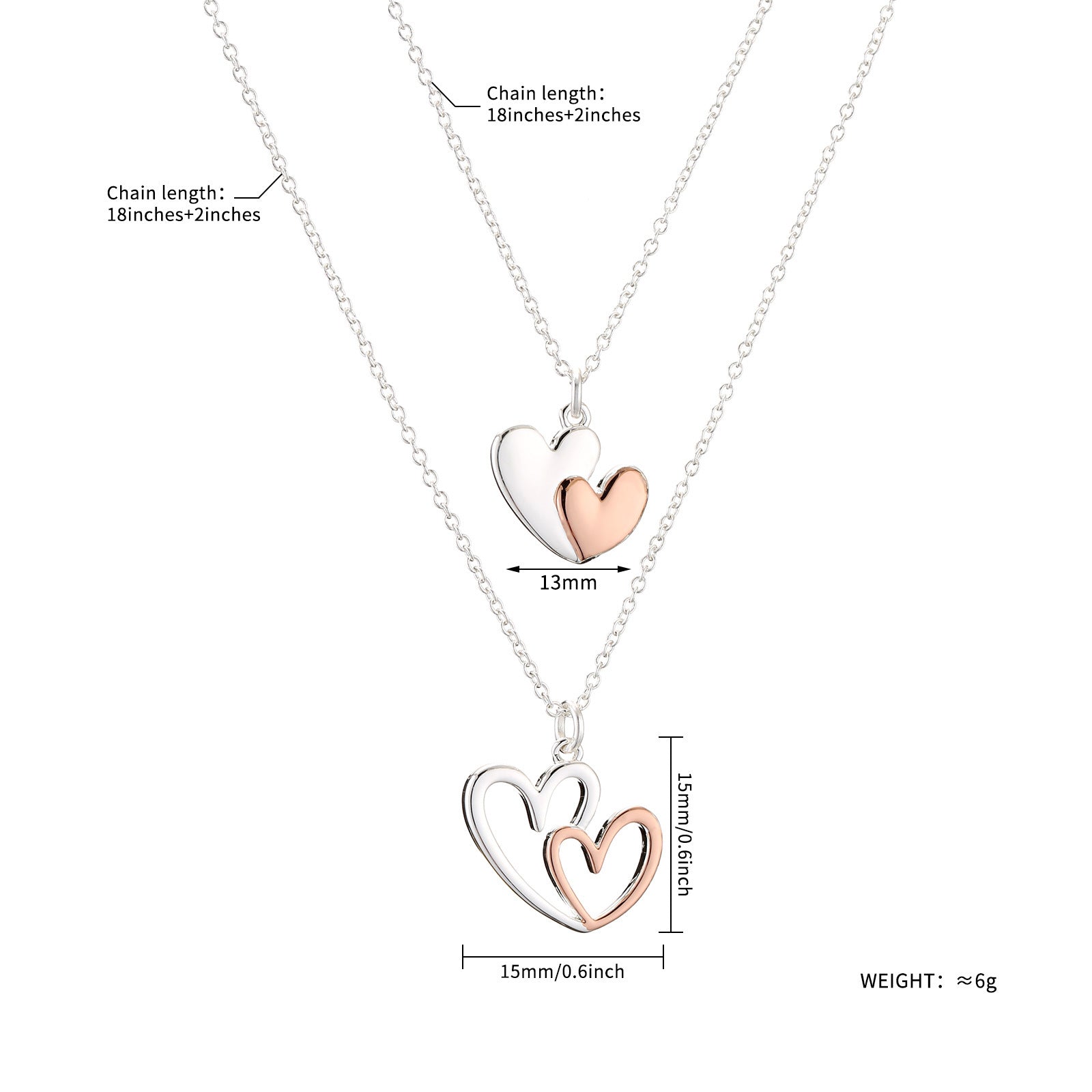 Mother Daughter Friendship Set Love Pendant Two Tone Necklace - FASHIONKULTUR