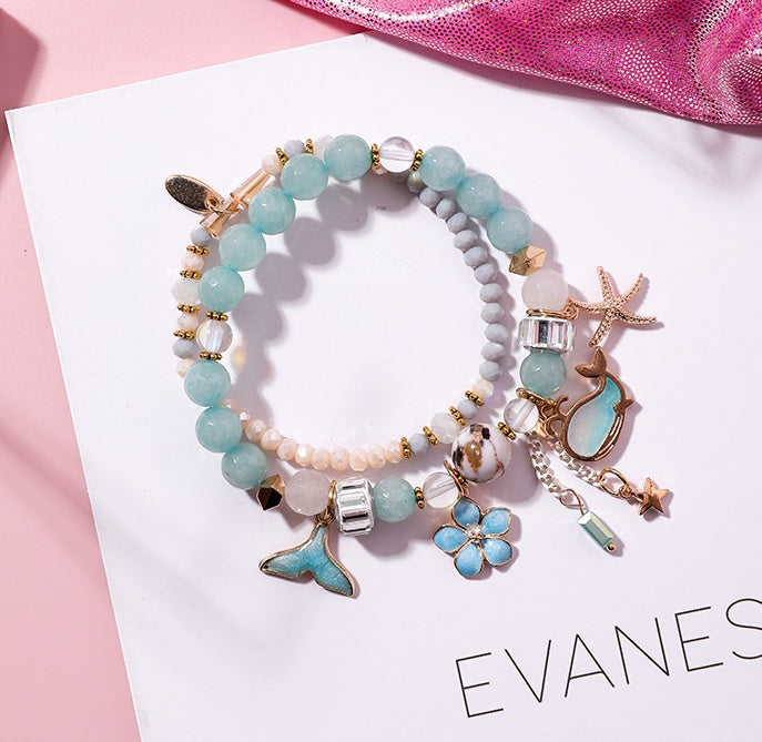 Whale tail bracelet double elastic personality retro flower starfish national wind jewelry - FASHIONKULTUR