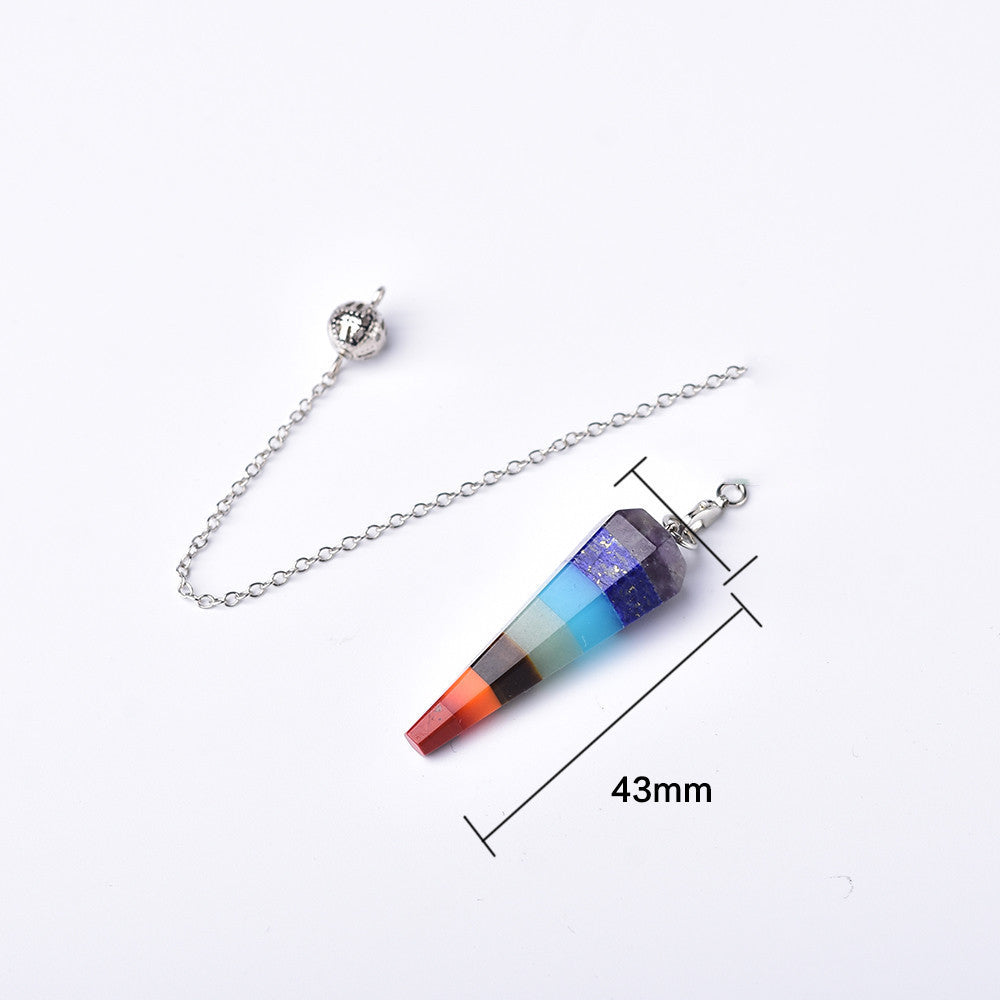 Natural Crystal Seven-color Gemstone Pendulum Ore Pendant - FASHIONKULTUR