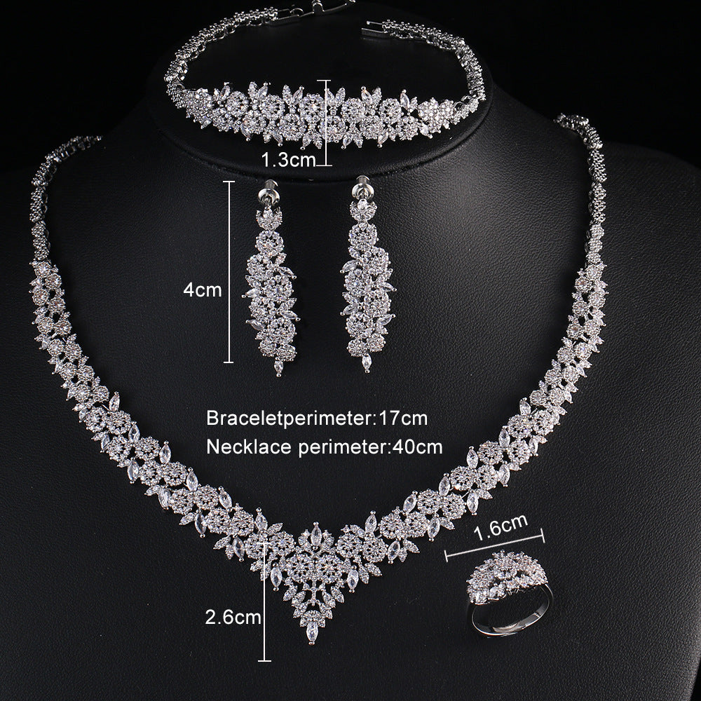 Zircon Bridal Tassel Jewelry Earring Set - FASHIONKULTUR