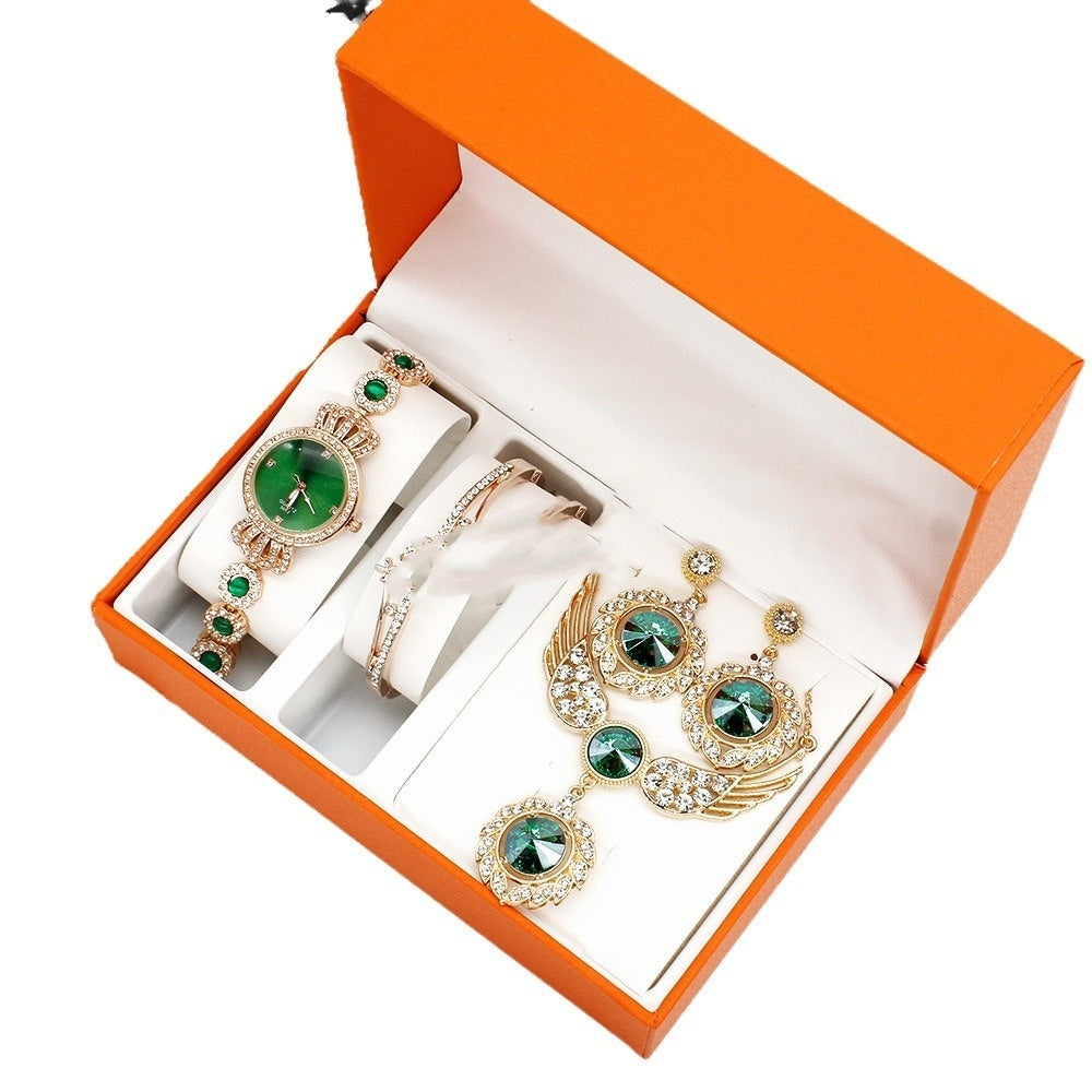 Women's Diamond Crown Watch Bracelet Jewelry Wings Necklace - FASHIONKULTUR
