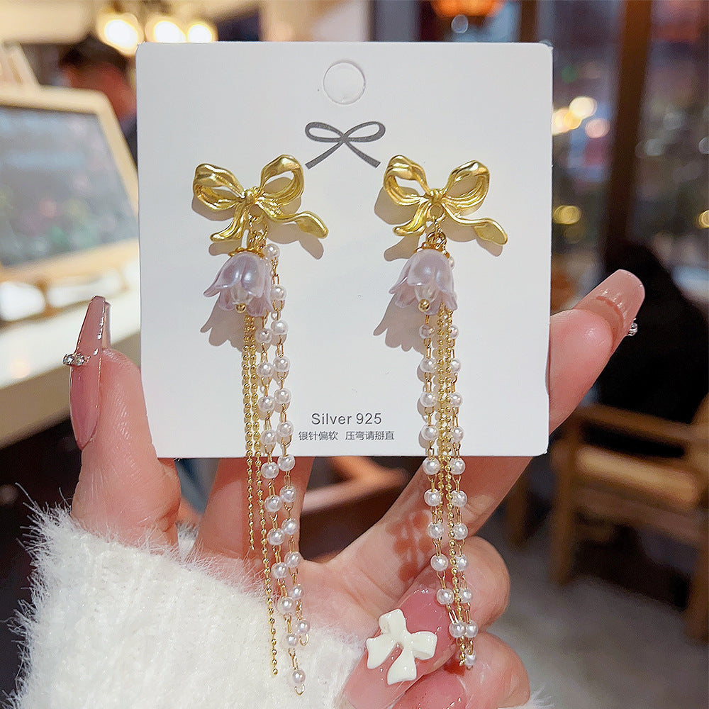 Sterling Silver Needle Light Luxury Pearl Earrings Graceful Personality - FASHIONKULTUR
