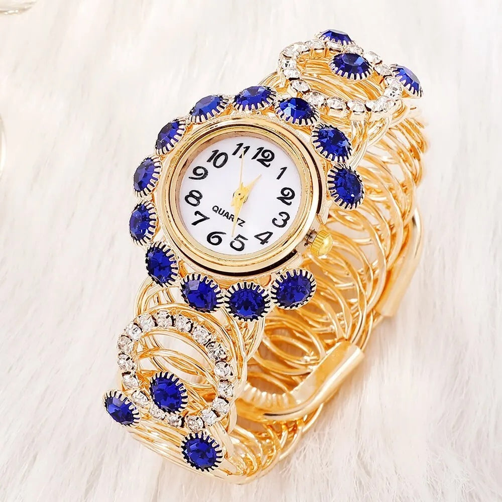 Ladies New Steel Band Digital Quartz Watch Sapphire Ornament Suit - FASHIONKULTUR